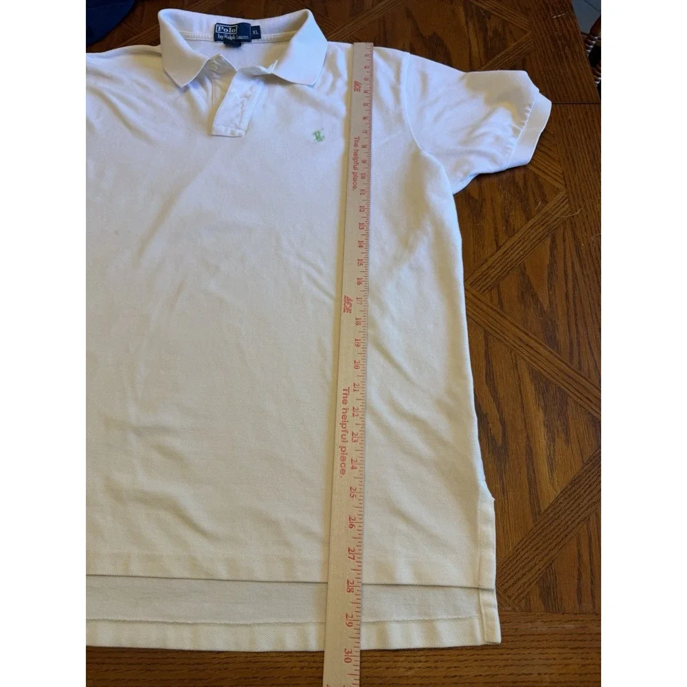 Vintage Polo Ralph Lauren Men's XL Classic Polo Shirt Cream, Green Logo